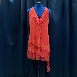 NWT - Princess Polly Fig Ruffle Mini Dress, Red Curve (20)